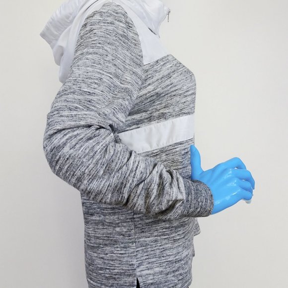 Victoria’s Secret PINK Heather Gray Logo Sweatshirt Hoodie M 8 10 1/4 Zip Campus - Picture 6 of 8